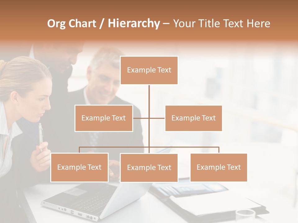 A Group Of Business People Looking At A Laptop PowerPoint Template