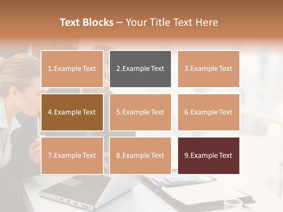 A Group Of Business People Looking At A Laptop PowerPoint Template