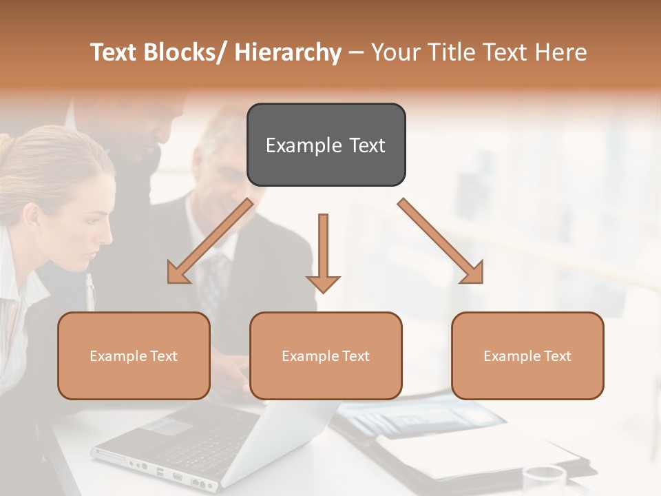 A Group Of Business People Looking At A Laptop PowerPoint Template
