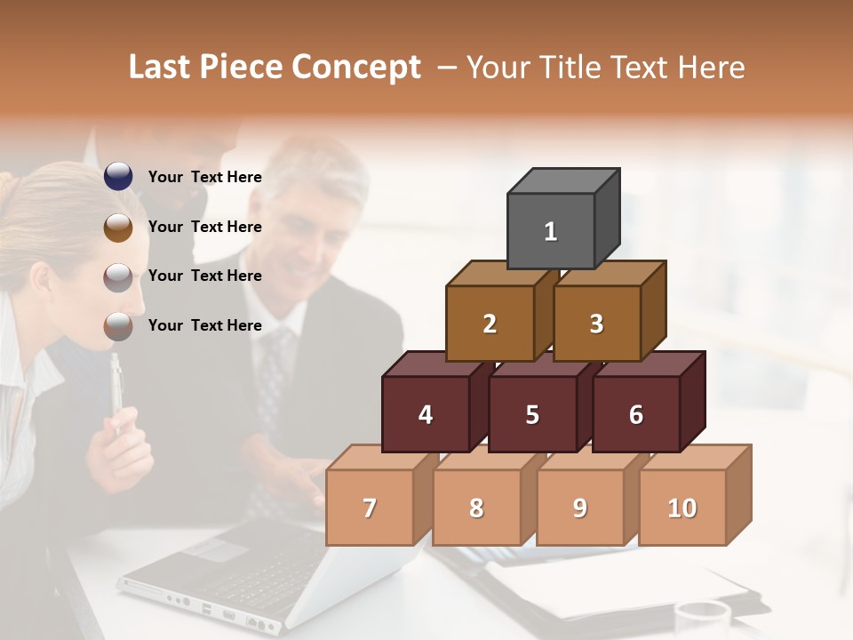 A Group Of Business People Looking At A Laptop PowerPoint Template