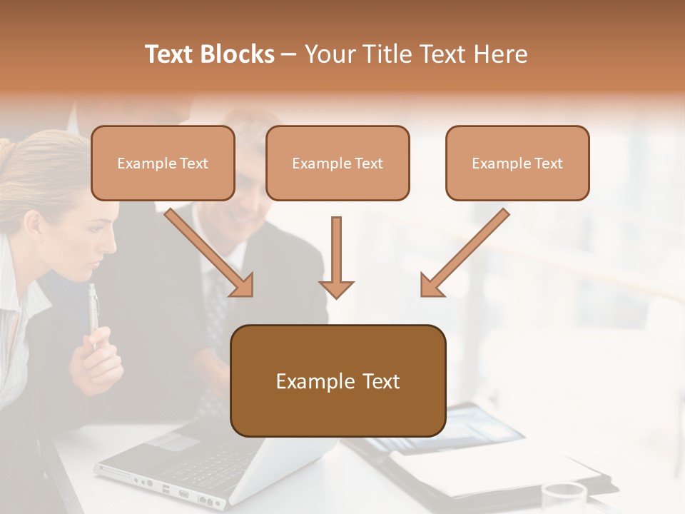 A Group Of Business People Looking At A Laptop PowerPoint Template