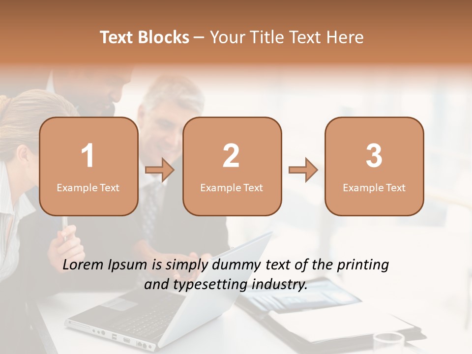 A Group Of Business People Looking At A Laptop PowerPoint Template