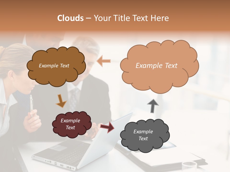 A Group Of Business People Looking At A Laptop PowerPoint Template