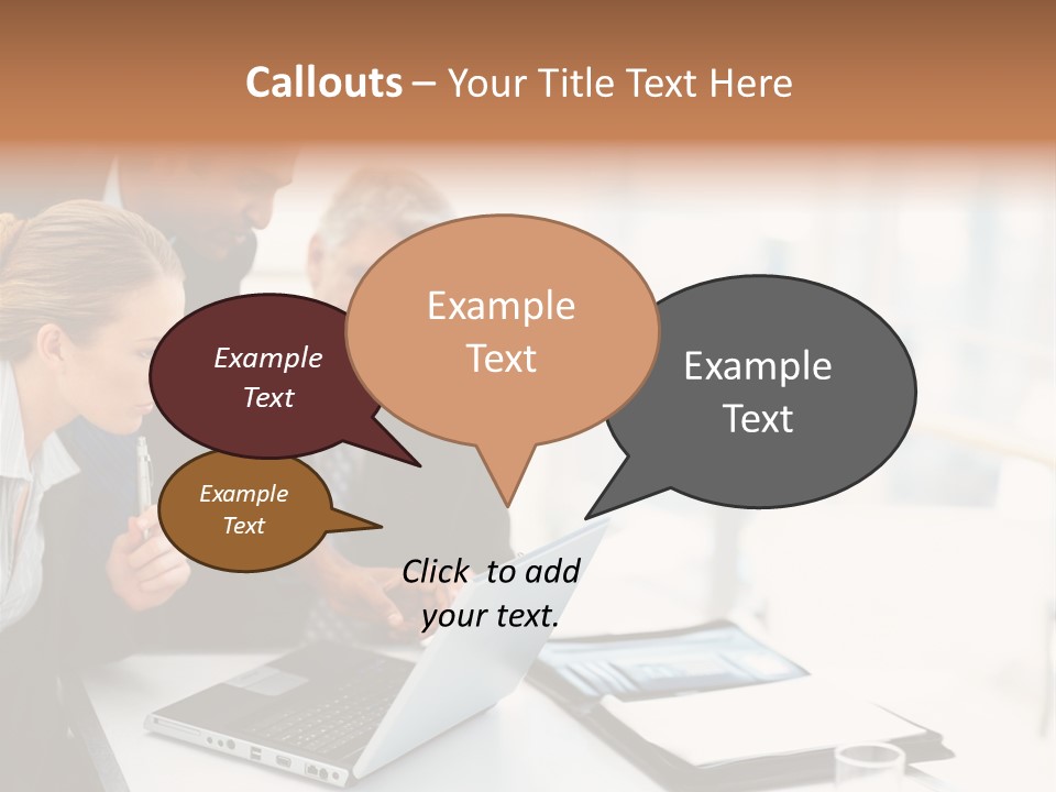 A Group Of Business People Looking At A Laptop PowerPoint Template