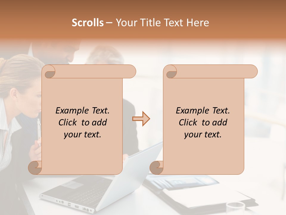 A Group Of Business People Looking At A Laptop PowerPoint Template