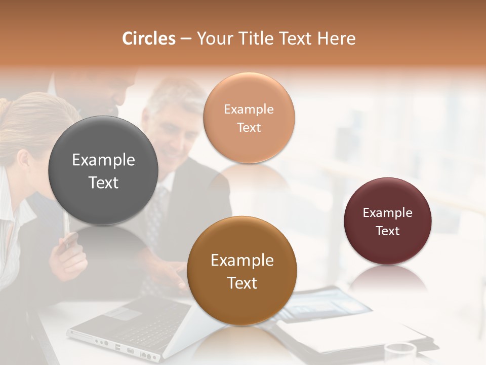 A Group Of Business People Looking At A Laptop PowerPoint Template