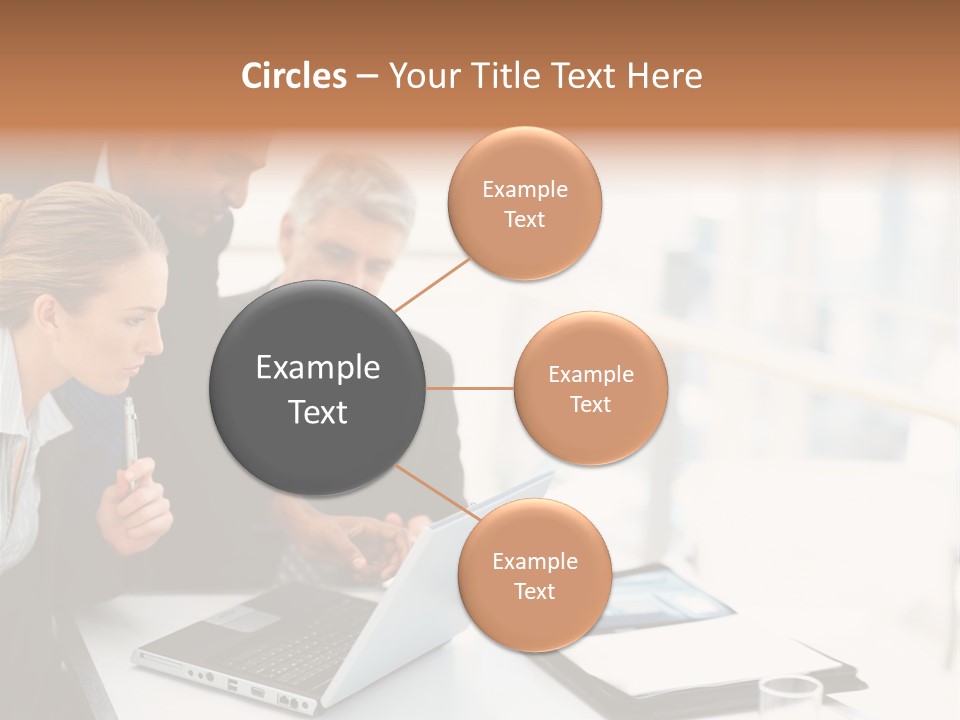 A Group Of Business People Looking At A Laptop PowerPoint Template