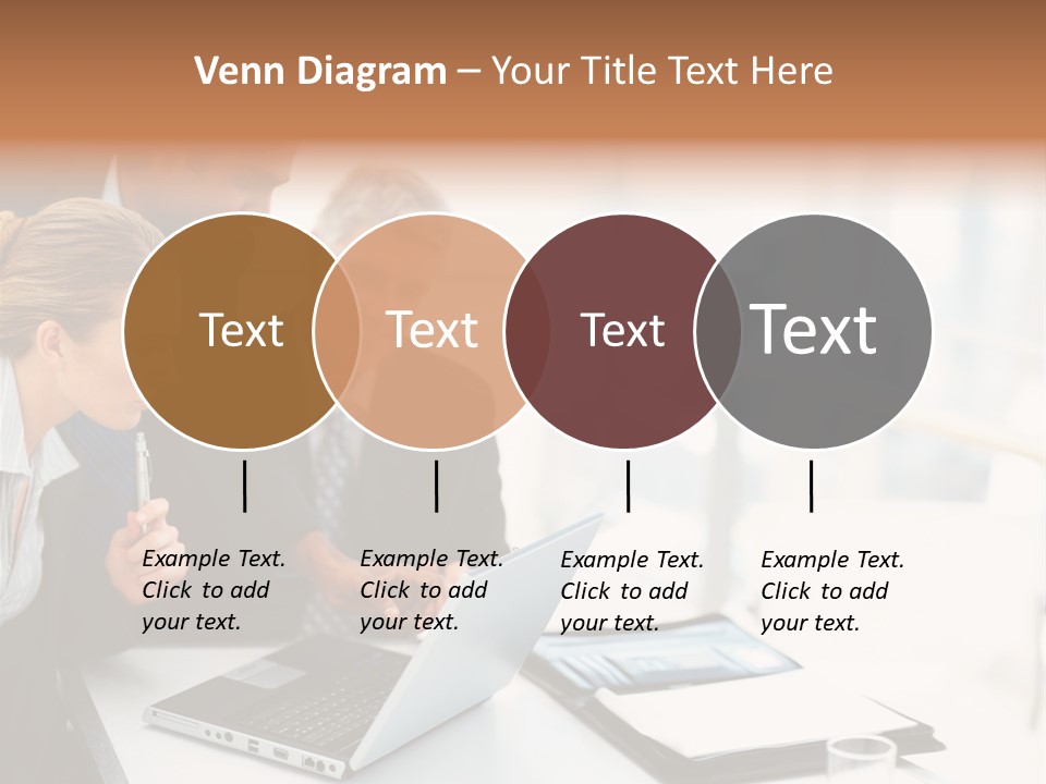 A Group Of Business People Looking At A Laptop PowerPoint Template