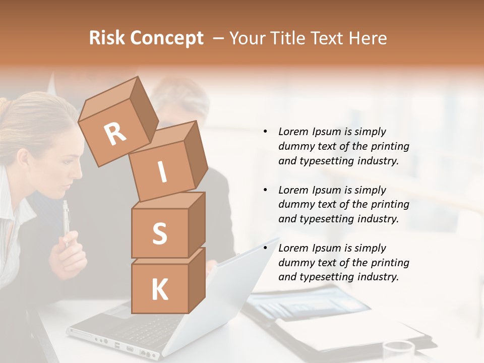 A Group Of Business People Looking At A Laptop PowerPoint Template