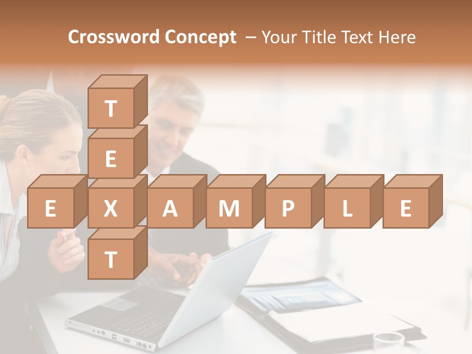 A Group Of Business People Looking At A Laptop PowerPoint Template