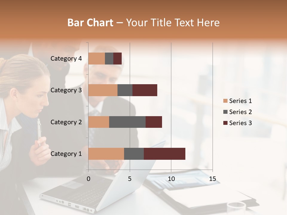 A Group Of Business People Looking At A Laptop PowerPoint Template