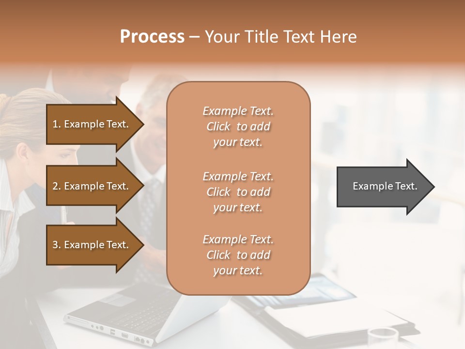 A Group Of Business People Looking At A Laptop PowerPoint Template