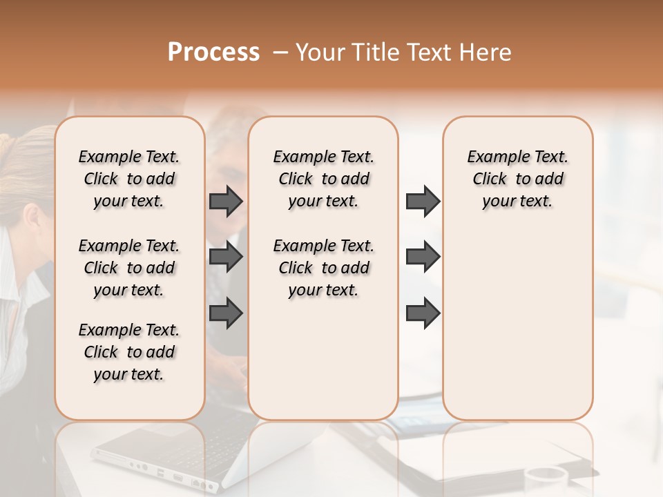 A Group Of Business People Looking At A Laptop PowerPoint Template