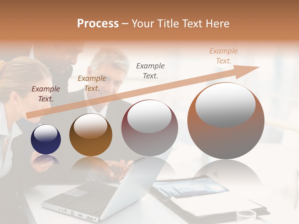 A Group Of Business People Looking At A Laptop PowerPoint Template