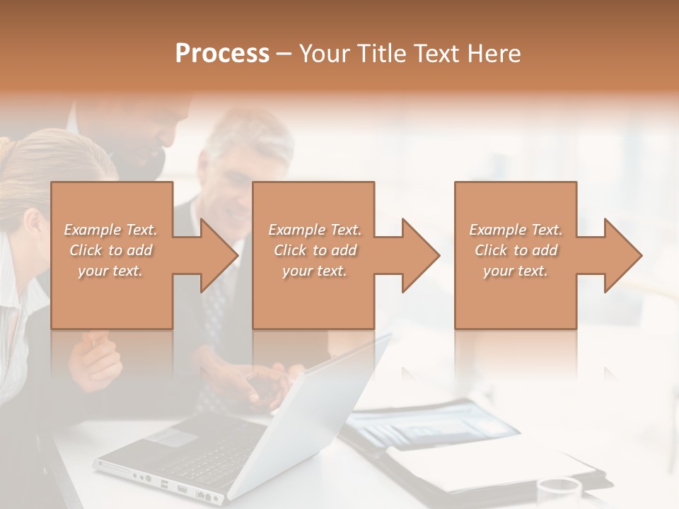 A Group Of Business People Looking At A Laptop PowerPoint Template