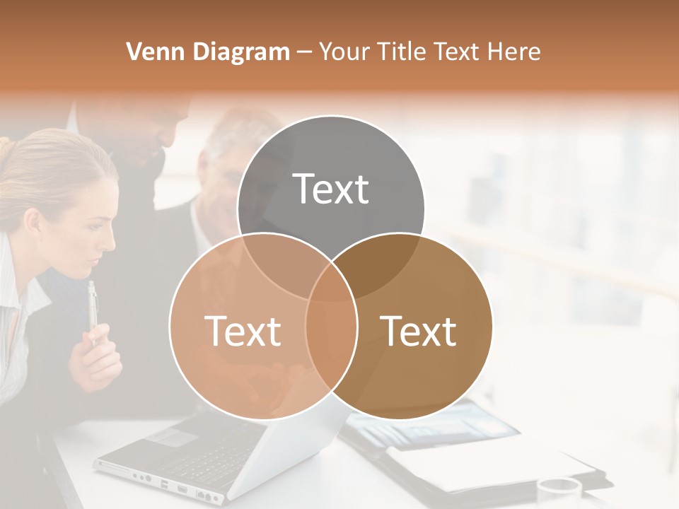 A Group Of Business People Looking At A Laptop PowerPoint Template