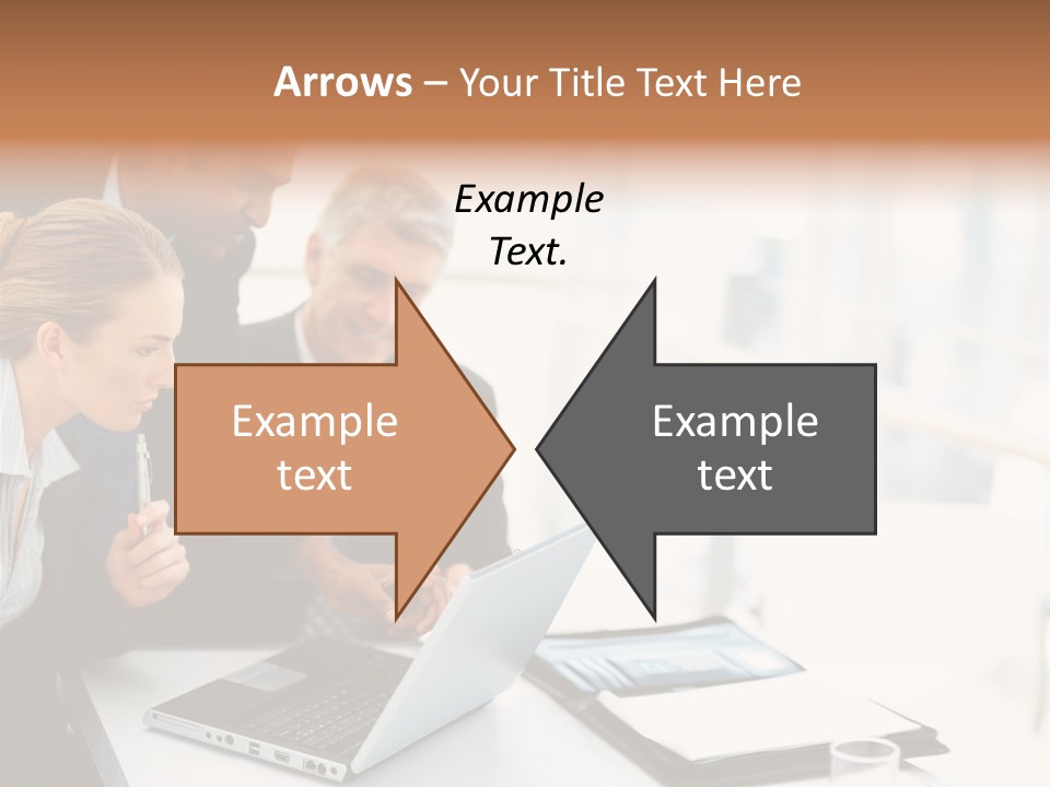 A Group Of Business People Looking At A Laptop PowerPoint Template
