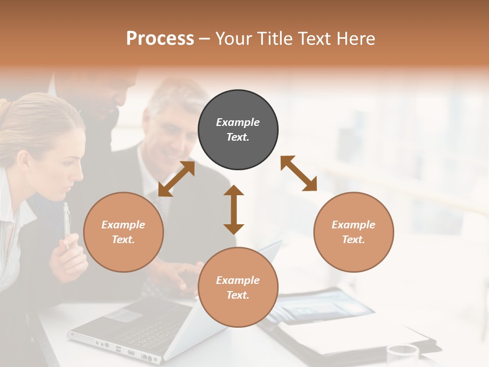 A Group Of Business People Looking At A Laptop PowerPoint Template