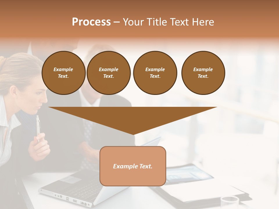 A Group Of Business People Looking At A Laptop PowerPoint Template