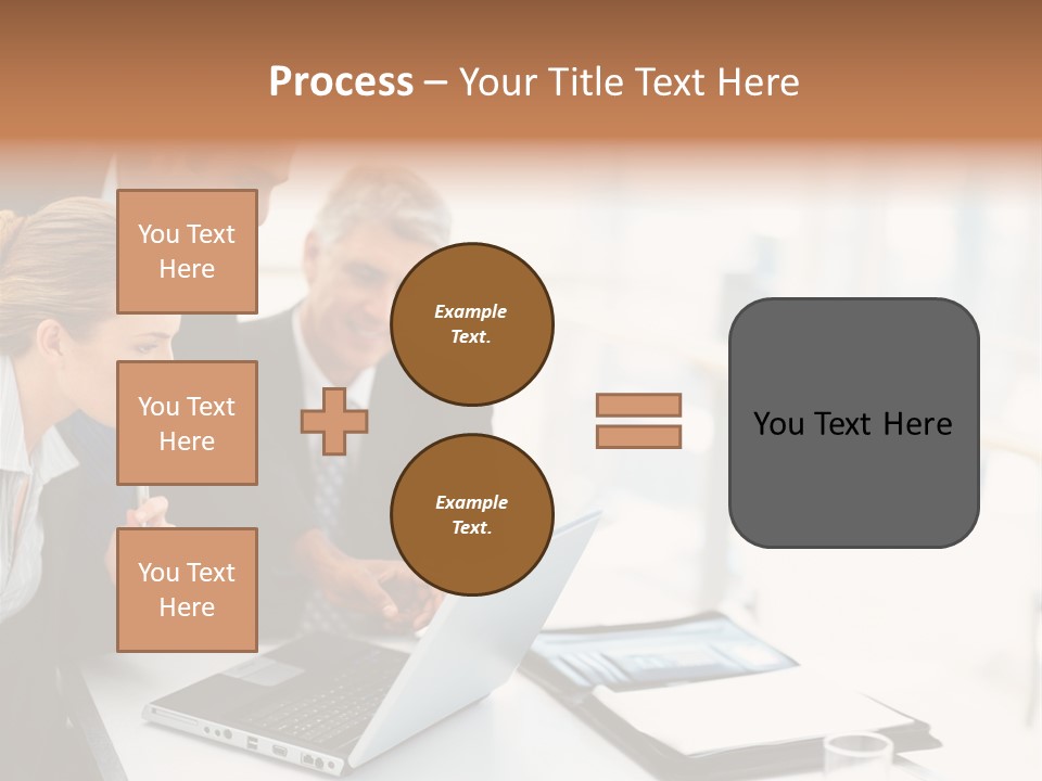 A Group Of Business People Looking At A Laptop PowerPoint Template
