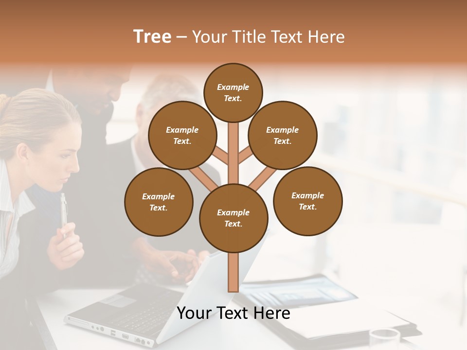 A Group Of Business People Looking At A Laptop PowerPoint Template