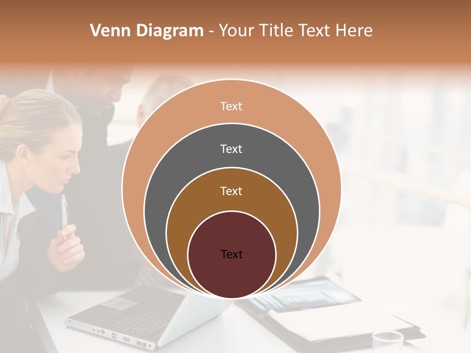 A Group Of Business People Looking At A Laptop PowerPoint Template
