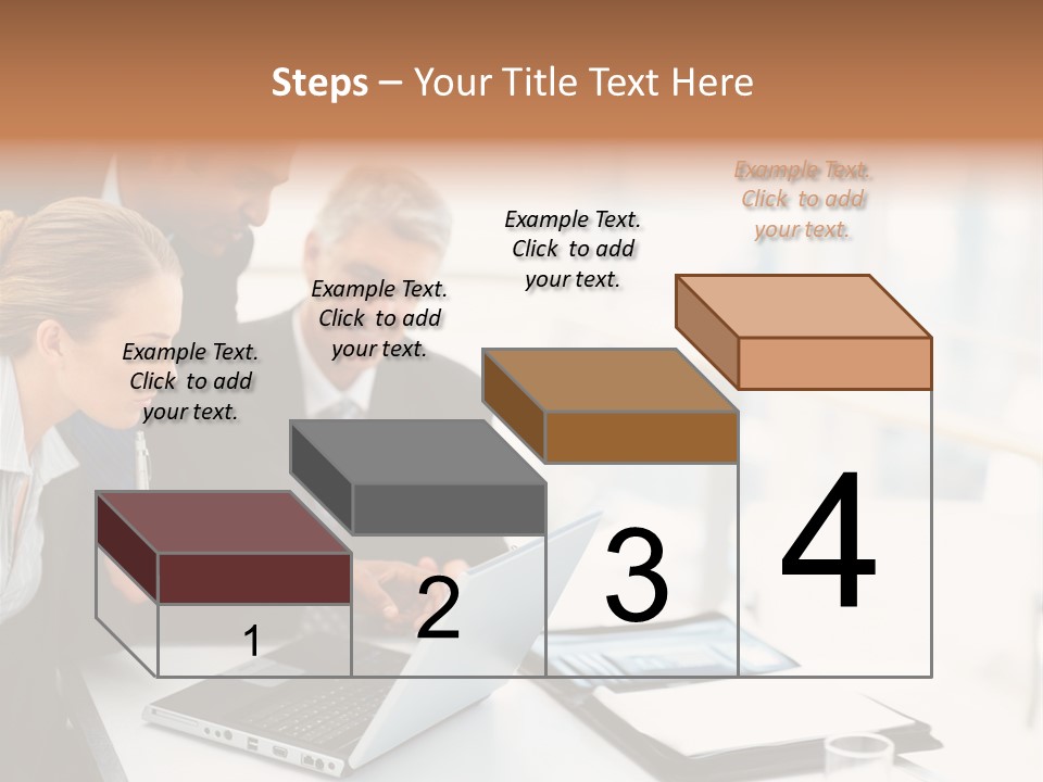 A Group Of Business People Looking At A Laptop PowerPoint Template