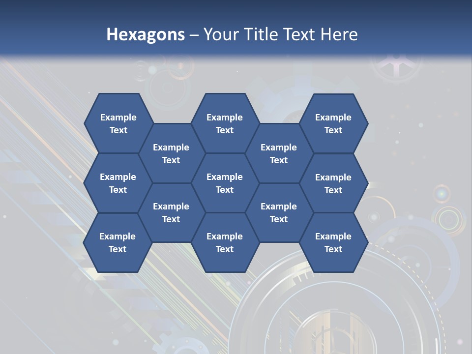 Lots Of Gears, Wheels, Targets, Bubbles, And Other Round Shapes With Linear Elements Against A Black Background Stock Vector Illustration: PowerPoint Template