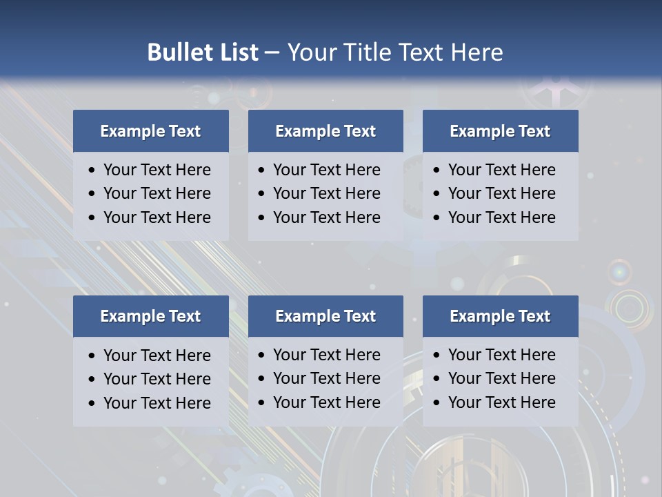 Lots Of Gears, Wheels, Targets, Bubbles, And Other Round Shapes With Linear Elements Against A Black Background Stock Vector Illustration: PowerPoint Template