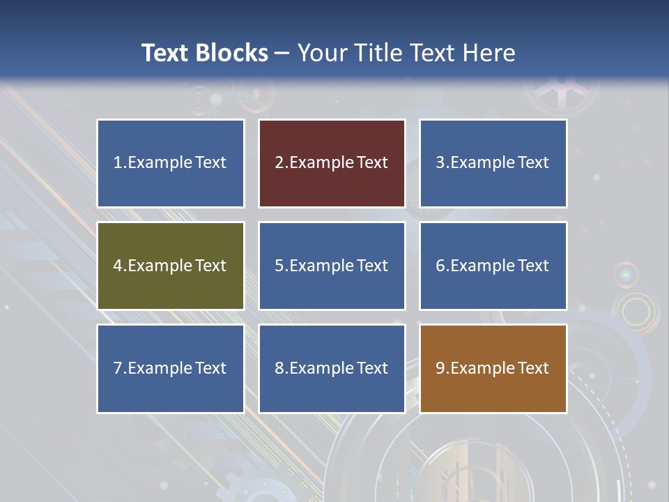 Lots Of Gears, Wheels, Targets, Bubbles, And Other Round Shapes With Linear Elements Against A Black Background Stock Vector Illustration: PowerPoint Template