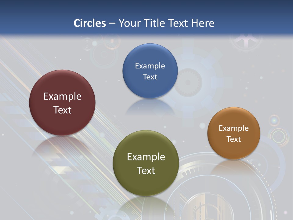 Lots Of Gears, Wheels, Targets, Bubbles, And Other Round Shapes With Linear Elements Against A Black Background Stock Vector Illustration: PowerPoint Template