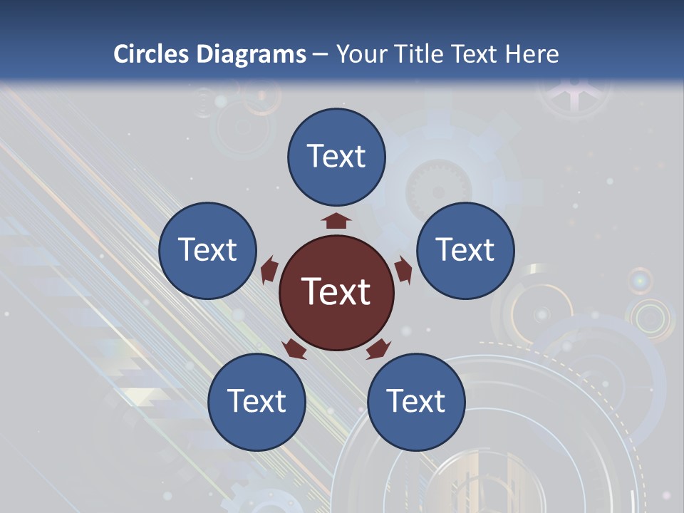 Lots Of Gears, Wheels, Targets, Bubbles, And Other Round Shapes With Linear Elements Against A Black Background Stock Vector Illustration: PowerPoint Template