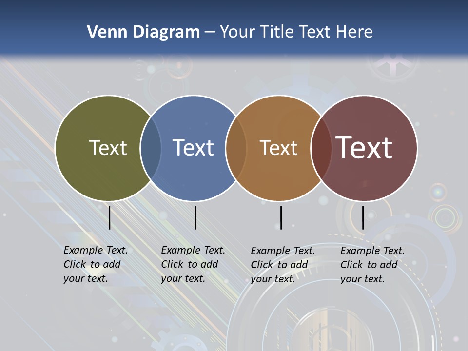 Lots Of Gears, Wheels, Targets, Bubbles, And Other Round Shapes With Linear Elements Against A Black Background Stock Vector Illustration: PowerPoint Template