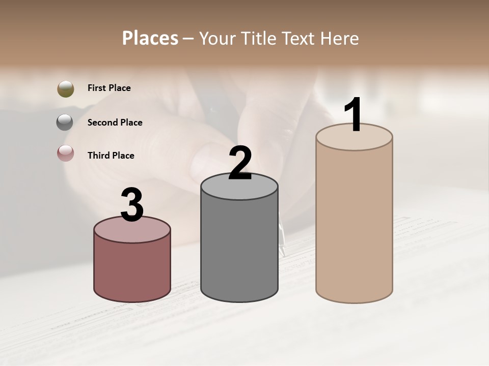 Man Signing Paperwork, New Home In Background PowerPoint Template