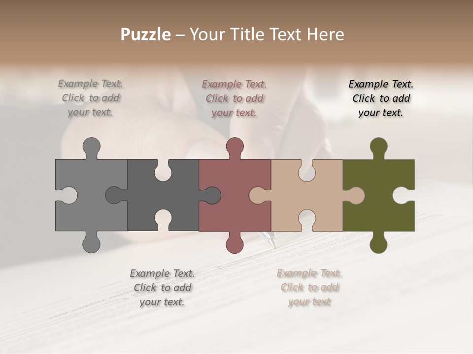 Man Signing Paperwork, New Home In Background PowerPoint Template