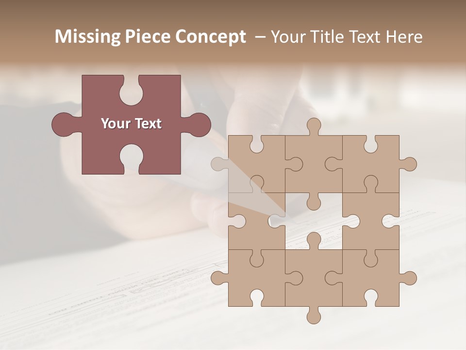 Man Signing Paperwork, New Home In Background PowerPoint Template