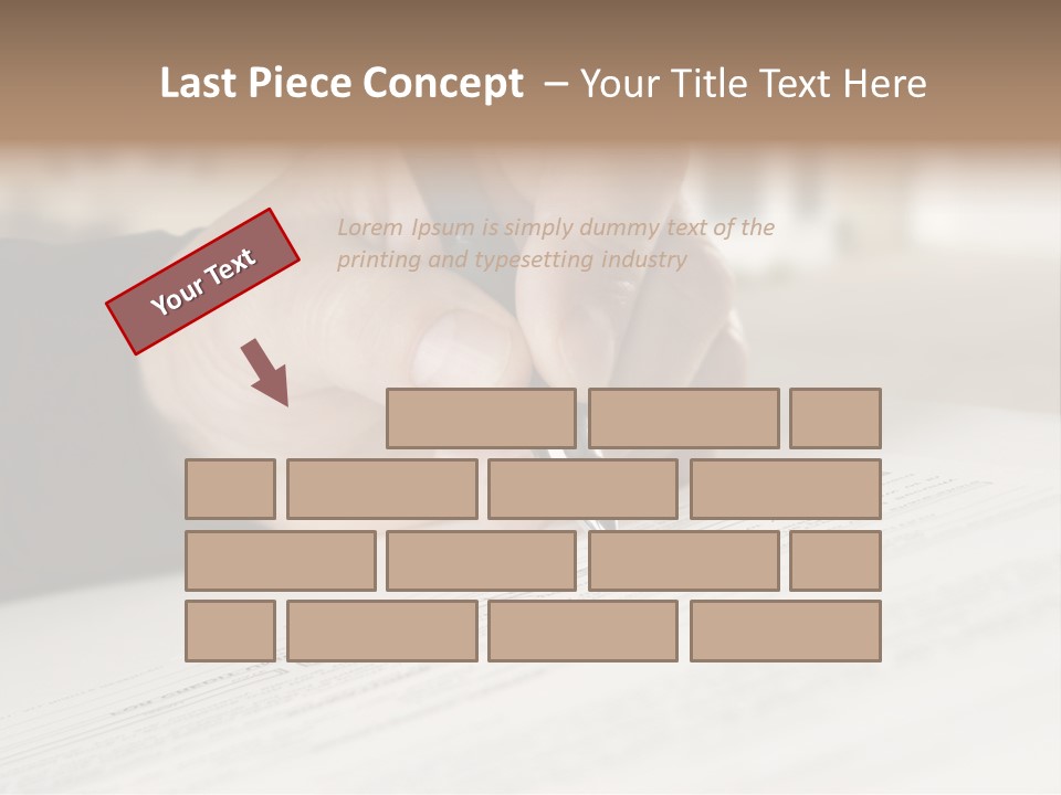 Man Signing Paperwork, New Home In Background PowerPoint Template