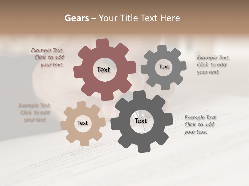 Man Signing Paperwork, New Home In Background PowerPoint Template