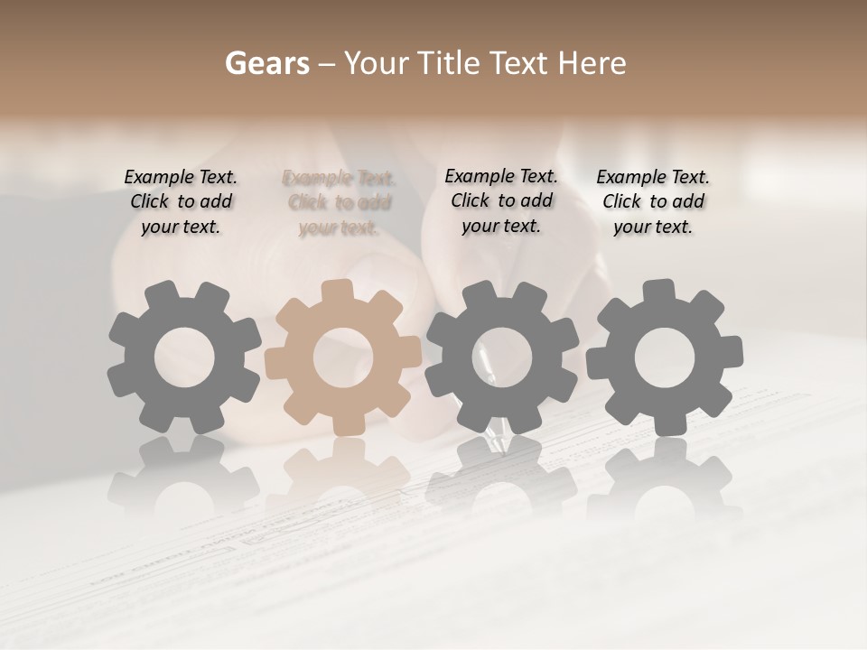 Man Signing Paperwork, New Home In Background PowerPoint Template