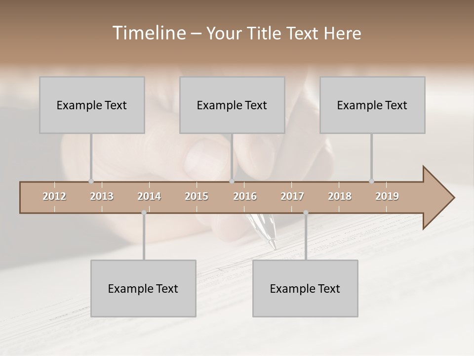 Man Signing Paperwork, New Home In Background PowerPoint Template