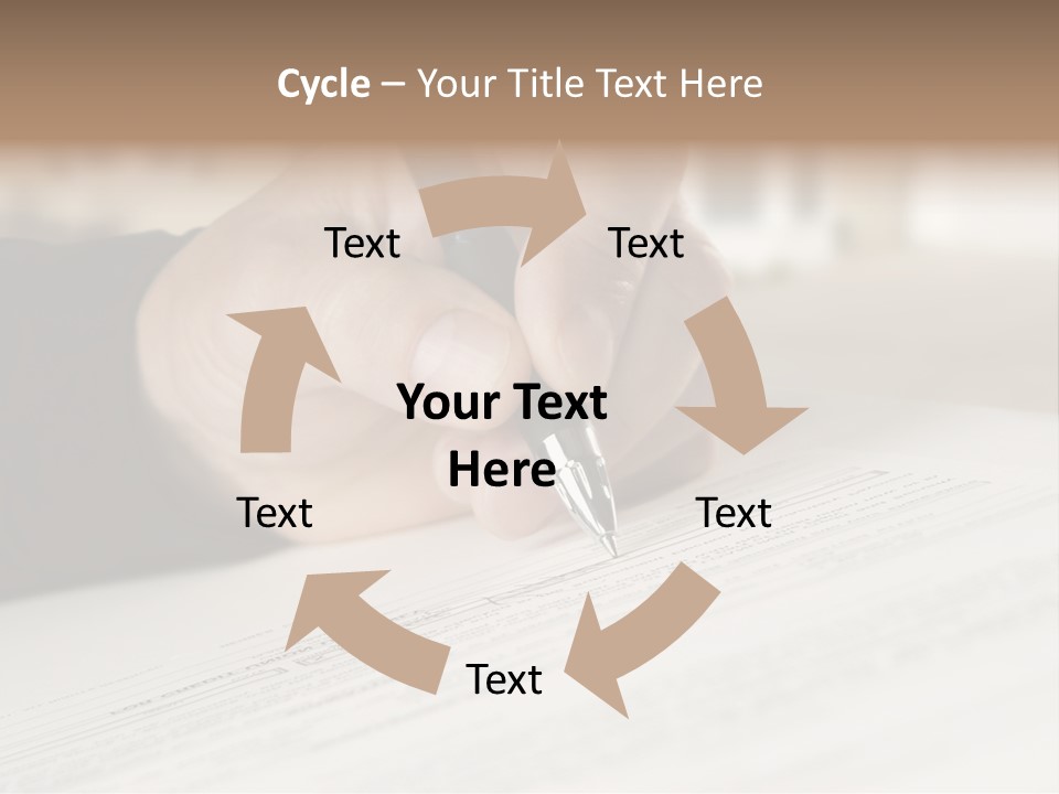 Man Signing Paperwork, New Home In Background PowerPoint Template