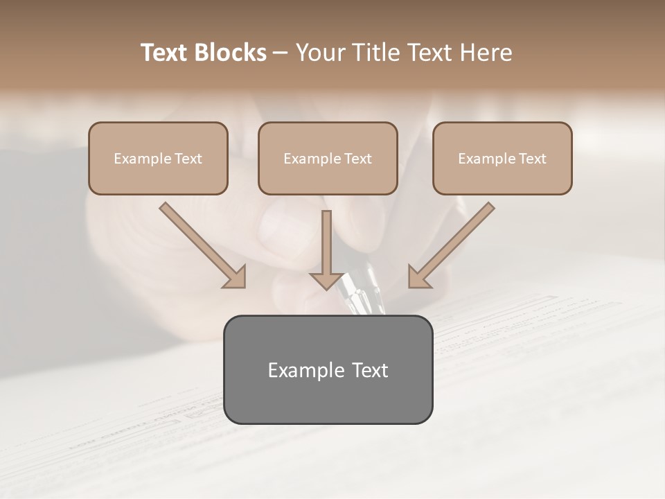 Man Signing Paperwork, New Home In Background PowerPoint Template