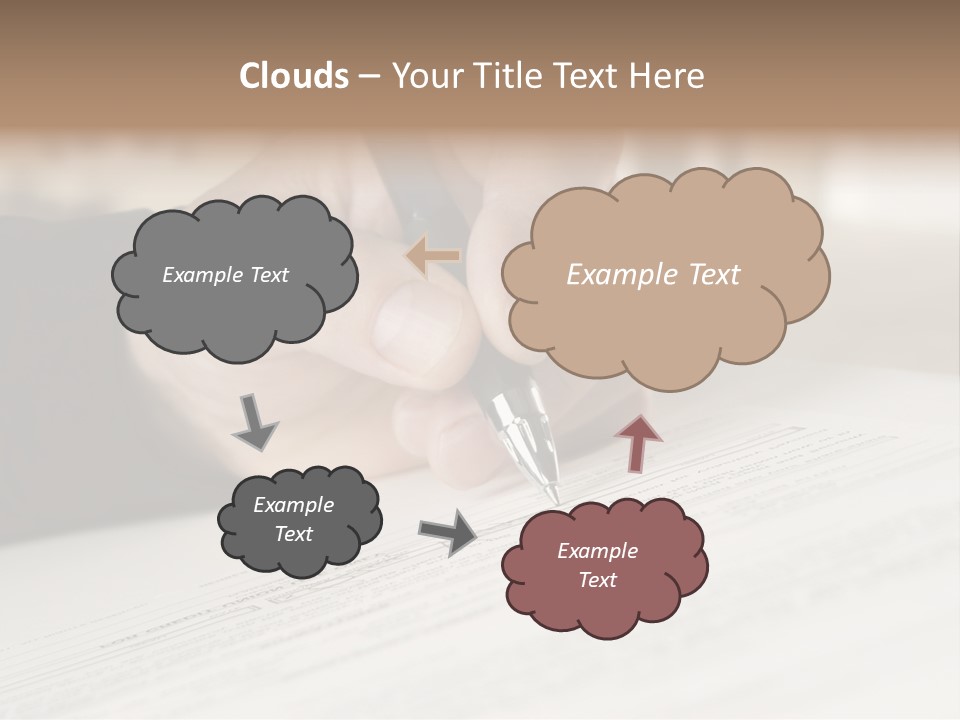 Man Signing Paperwork, New Home In Background PowerPoint Template
