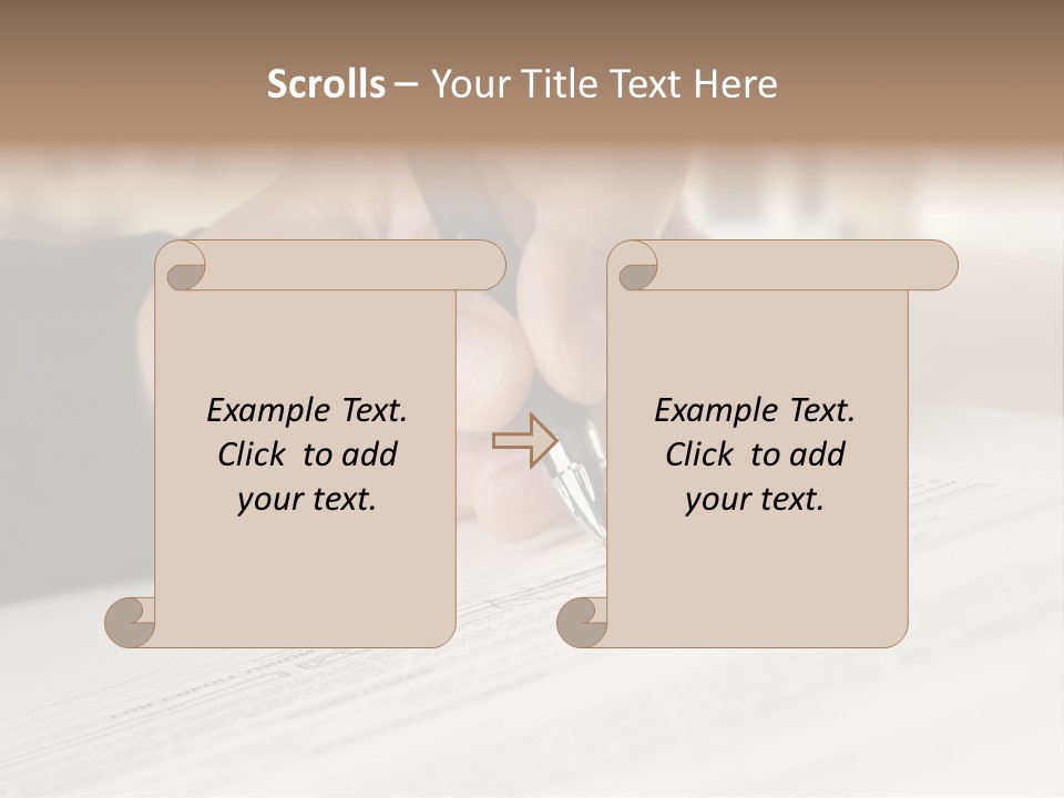 Man Signing Paperwork, New Home In Background PowerPoint Template