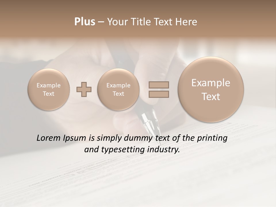 Man Signing Paperwork, New Home In Background PowerPoint Template
