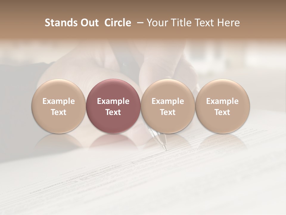 Man Signing Paperwork, New Home In Background PowerPoint Template