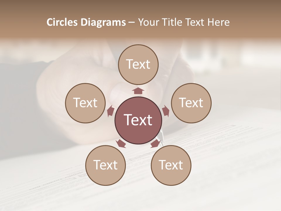 Man Signing Paperwork, New Home In Background PowerPoint Template