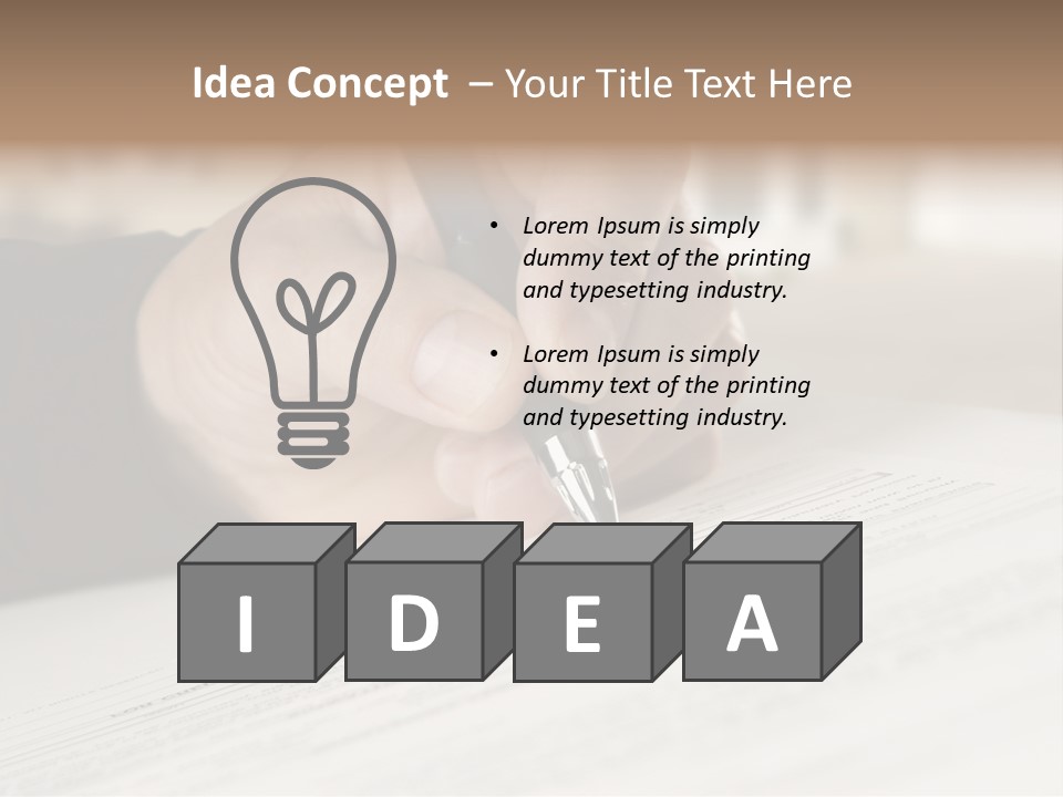 Man Signing Paperwork, New Home In Background PowerPoint Template