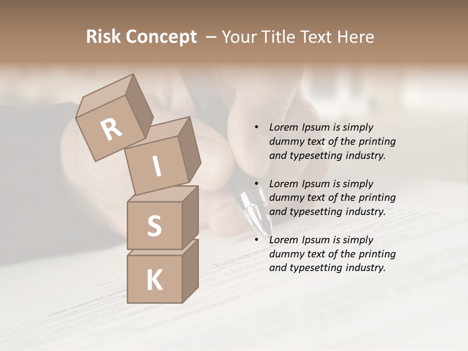 Man Signing Paperwork, New Home In Background PowerPoint Template