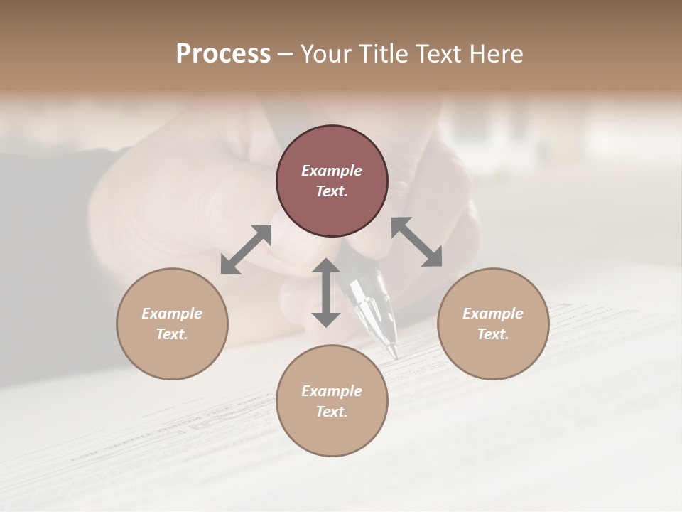 Man Signing Paperwork, New Home In Background PowerPoint Template